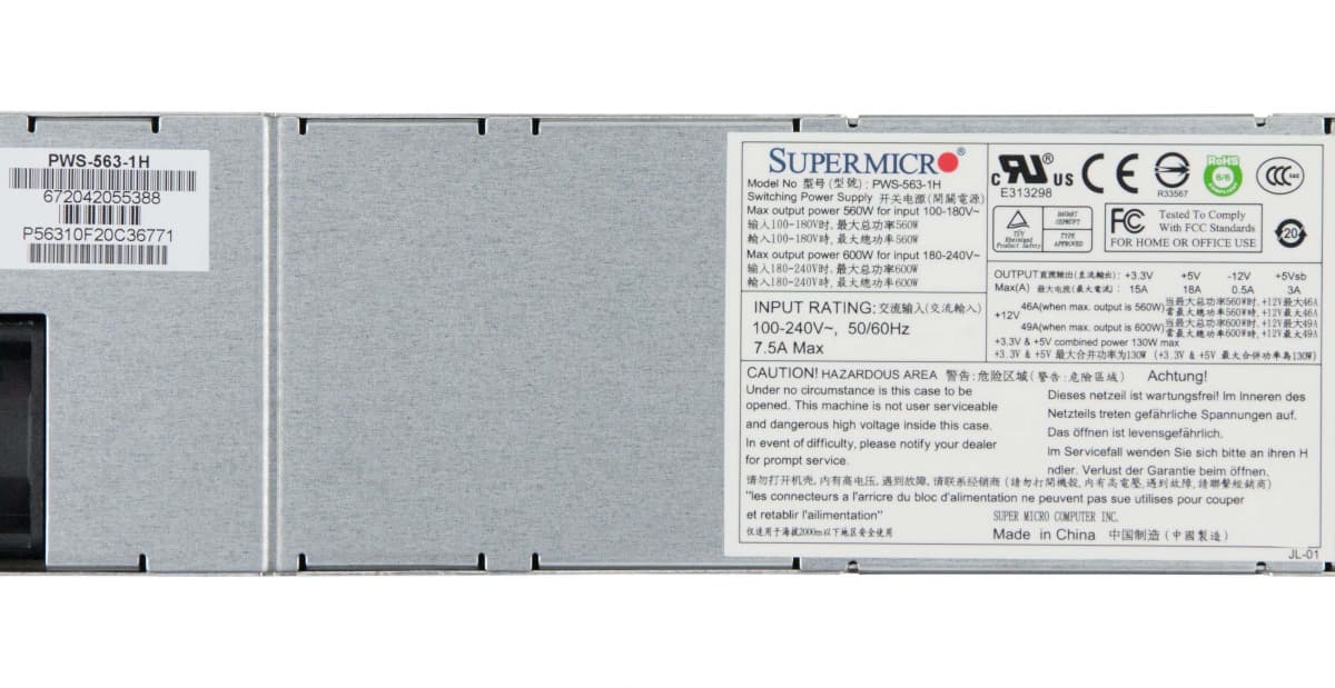 Блок питания SuperMicro PWS-563-1H 560W