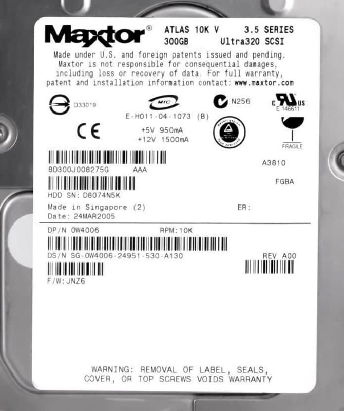 Жесткий диск Dell W4006 300Gb  U320SCSI 3.5" HDD