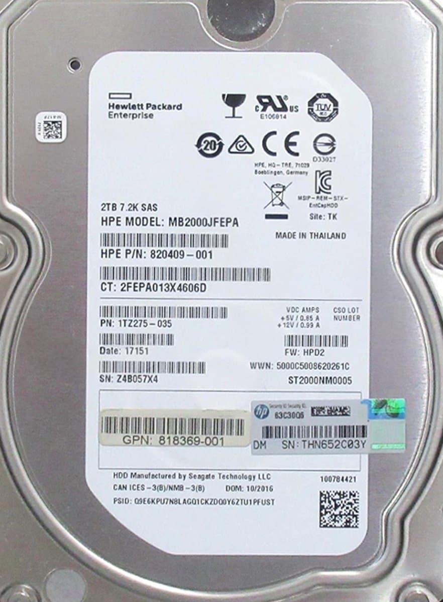 Жесткий диск HP 2Tb 7200 SAS 2.5" HDD MB2000JFEPA