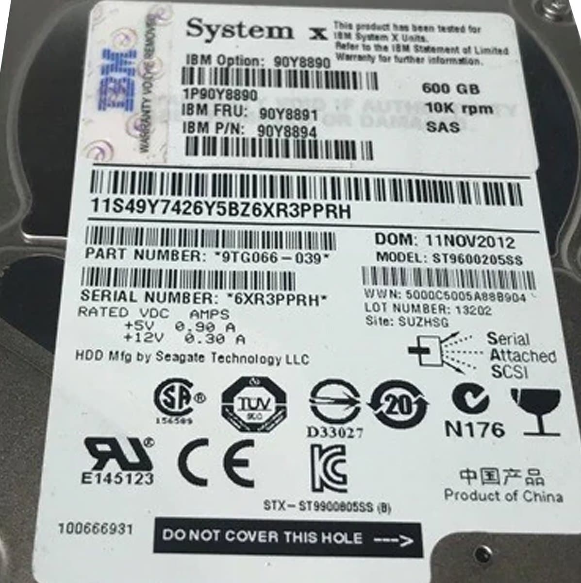 Жесткий диск IBM 600Gb 10000 SAS 2.5" HDD 90Y8894