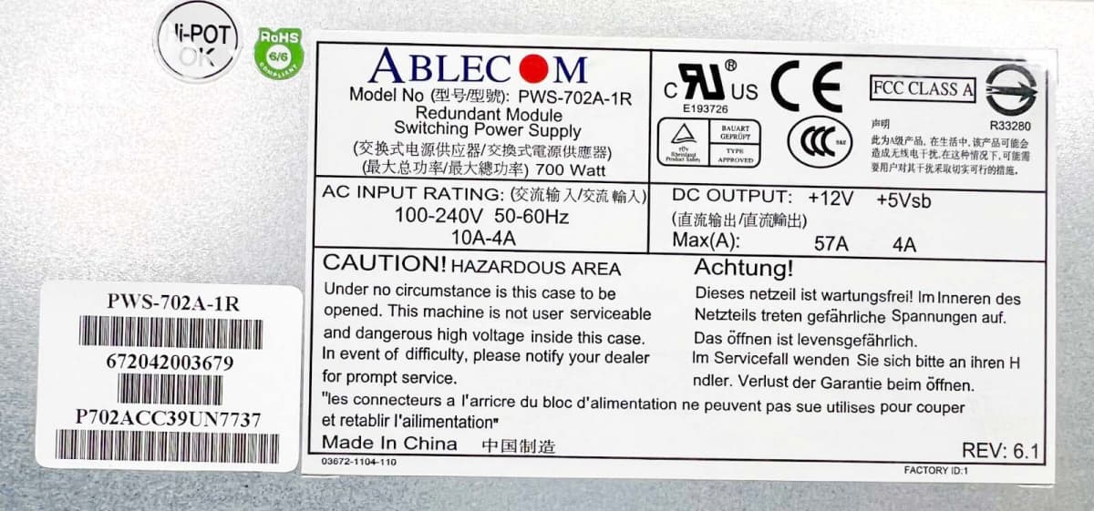 Резервный Блок Питания SuperMicro 672042003679 700W