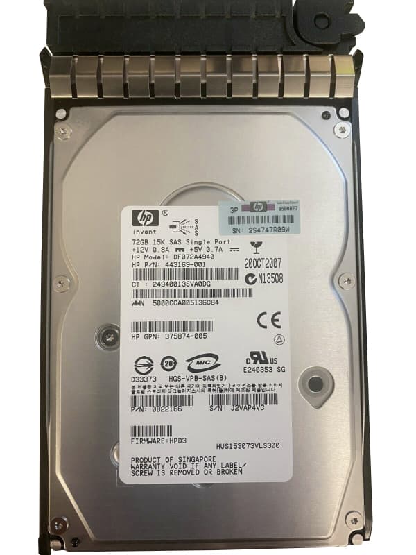 Жесткий диск HP DF072A4940 72Gb  SAS 3,5" HDD