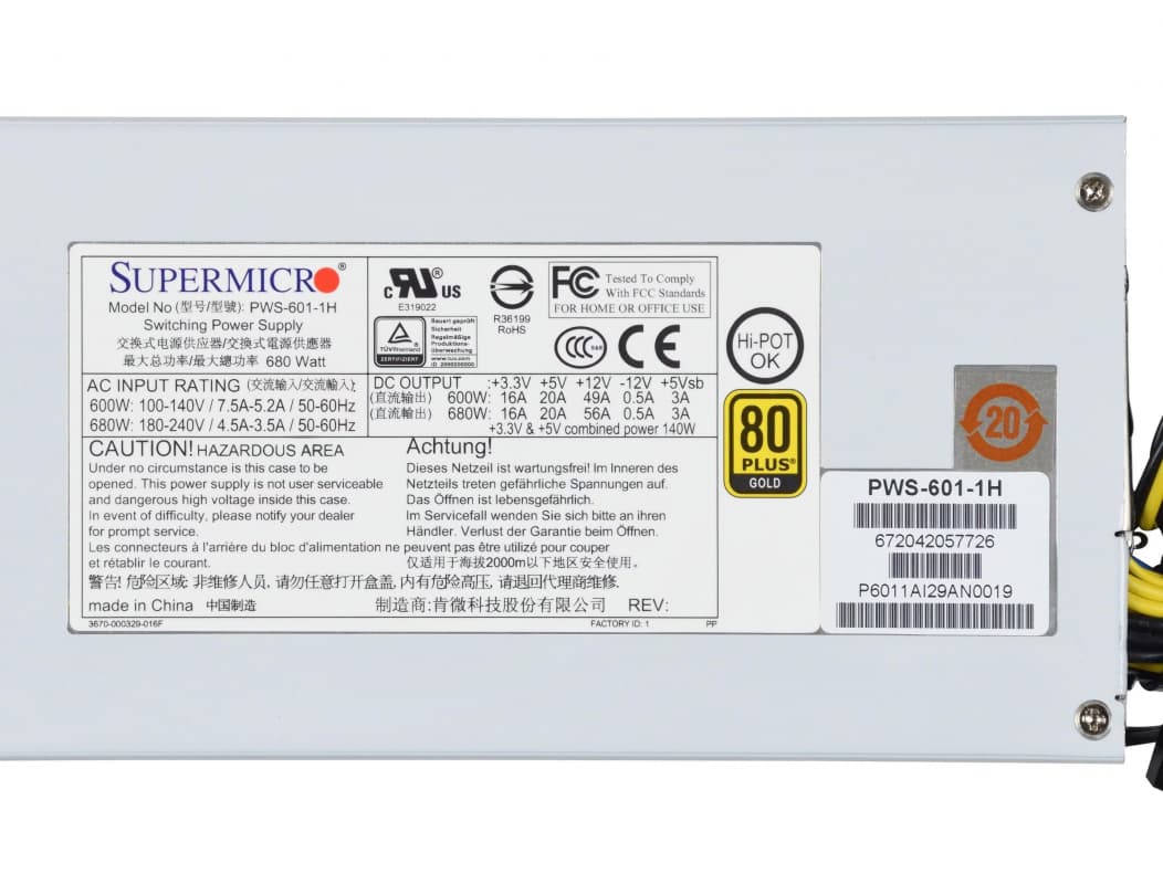 Блок Питания SuperMicro PWS-601-1H 680W