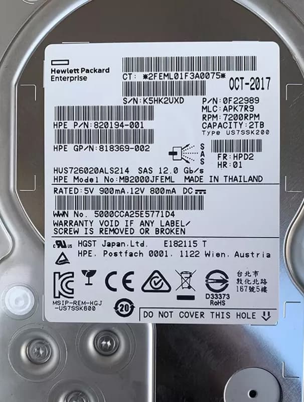Жесткий диск HP 820194-001 2Tb 7200 SAS 3,5" HDD