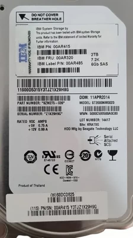 Жесткий диск IBM 00AR415 2Tb SAS 3,5" HDD