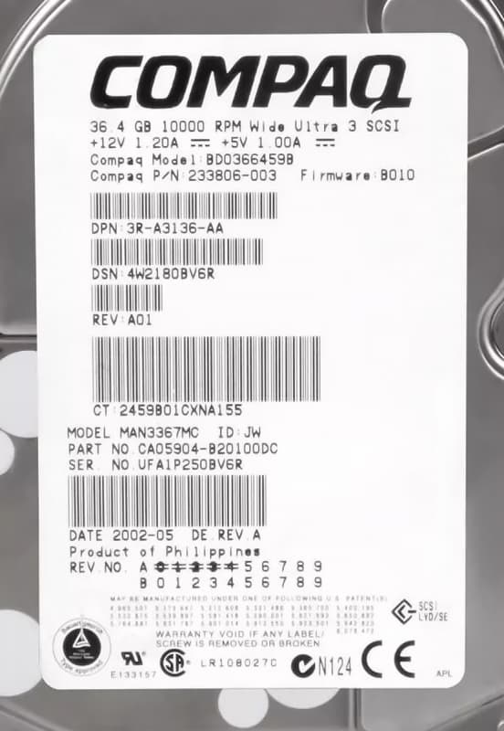 Жесткий диск HP 233806-003 36,4Gb U160SCSI 3.5" HDD