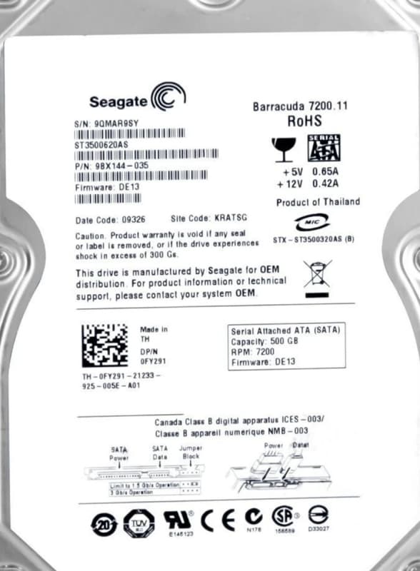 Жесткий диск Dell 9BX144-035 500Gb  SATAII 3,5" HDD