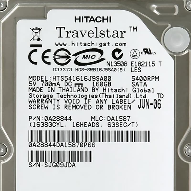 Жесткий диск Hitachi HTS541616J9SA00 160Gb 5400 SATA 2,5" HDD