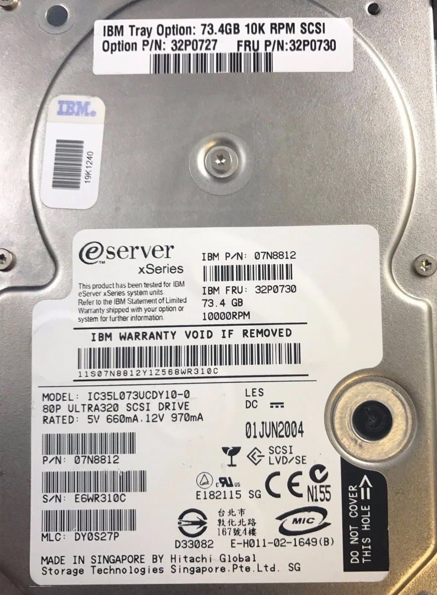 Жесткий диск IBM 73,4Gb 10000 U320SCSI 3.5" HDD