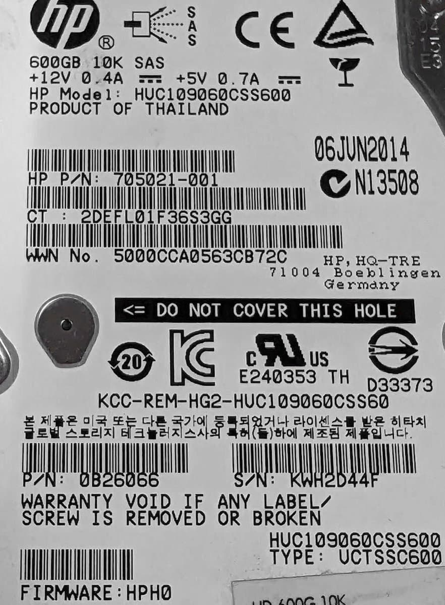 Жесткий диск HP 600Gb 15000 SAS 2.5" HDD 705021-001