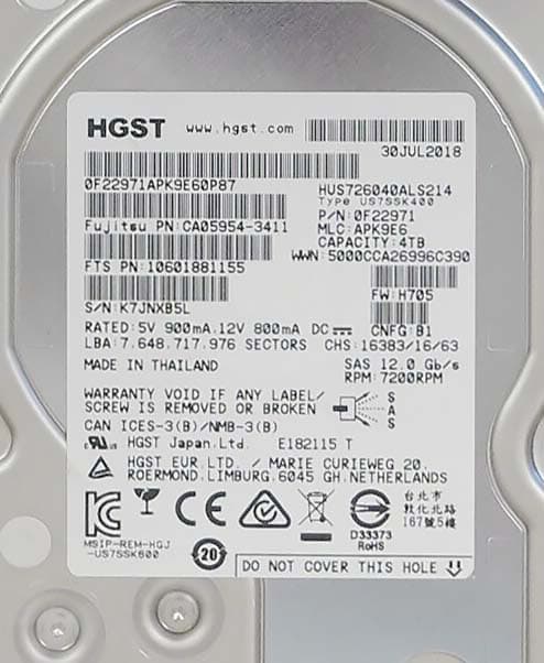 Жесткий диск Fujitsu 0F22971 4TB SAS HDD 3,5"