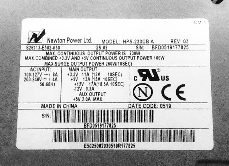 Блок питания Fujitsu NPS-230CB A 230W