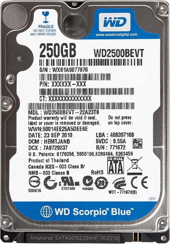 Жесткий диск Western Digital WD2500BEVT 250Gb 5400 SATAII 2,5" HDD