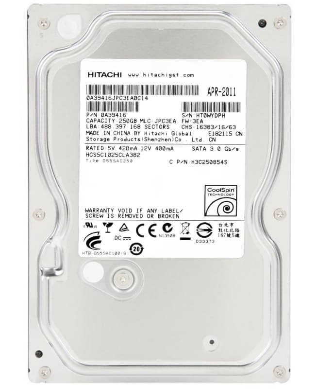 Жесткий Диск Hitachi 0A39416 250Gb SATAII 3,5" HDD