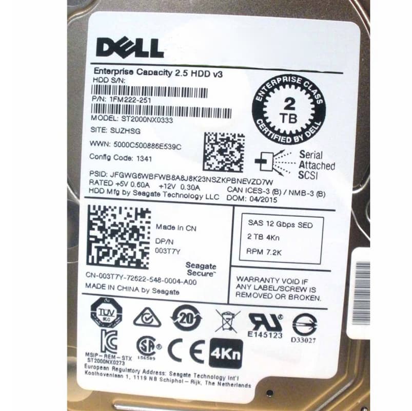 Жесткий диск Dell 003T7Y 2TB SAS 2,5" HDD