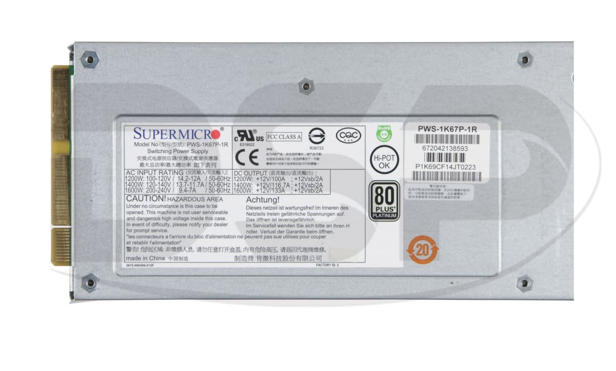 Резервный Блок Питания SuperMicro PWS-1K67P-1R  1600W