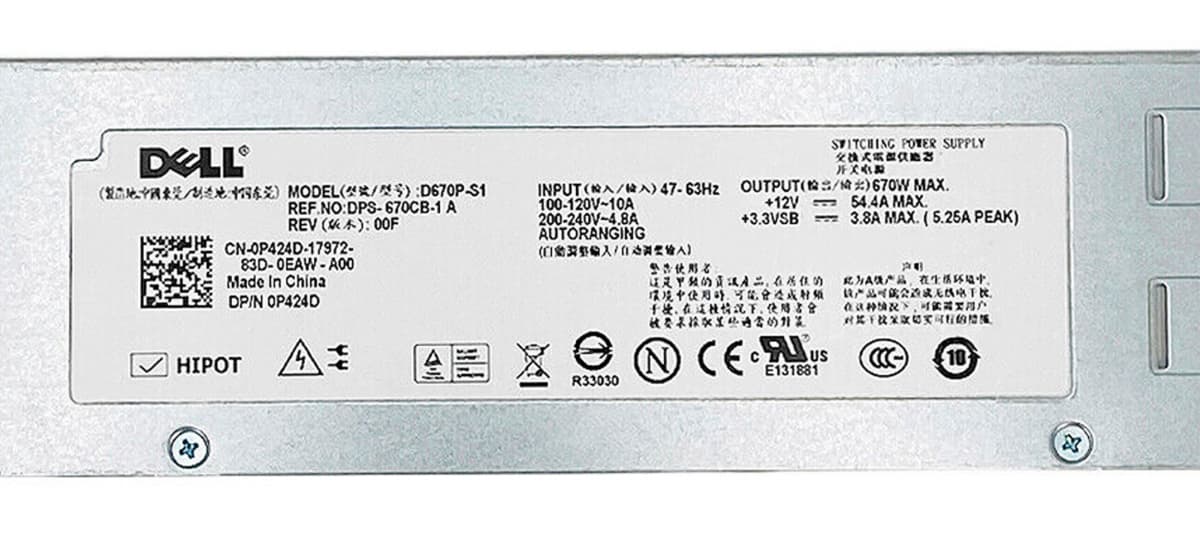 Резервный Блок Питания Dell 0P424D 670W