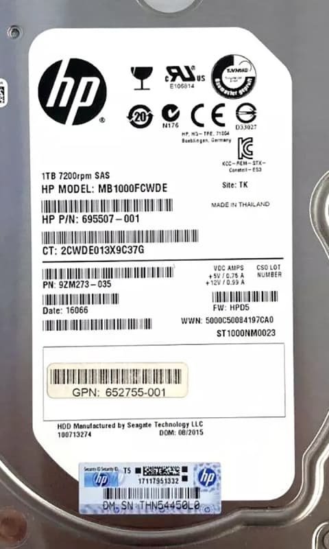 Жесткий диск HP 695507-001 1Tb  SAS 3,5" HDD