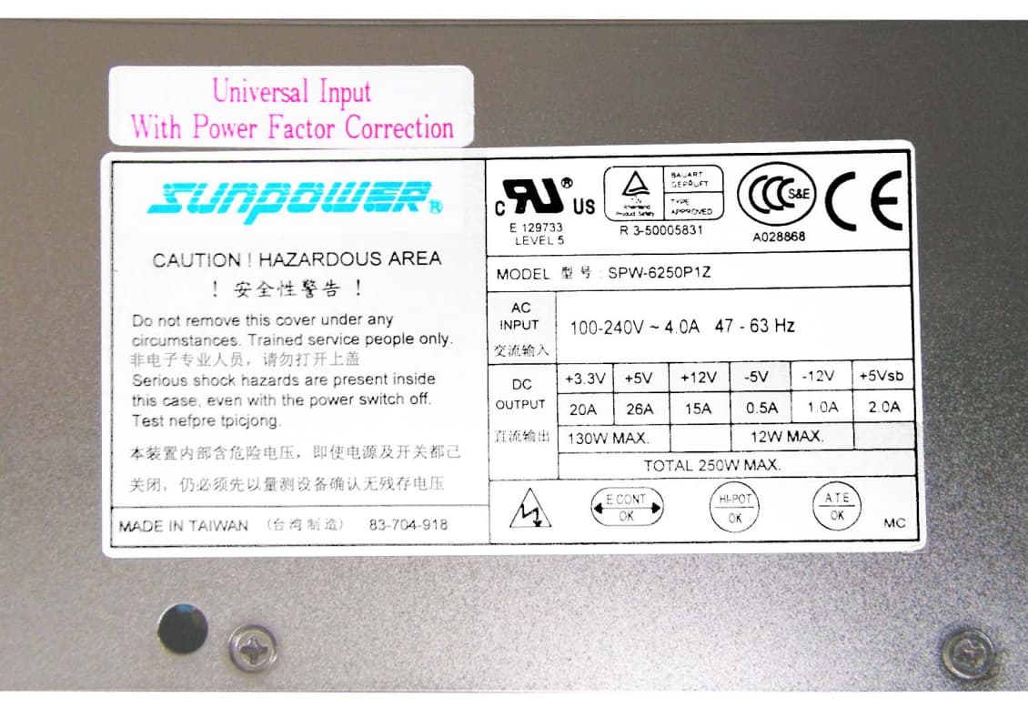 Блок питания Sunpower SPW-6250P1Z 250W