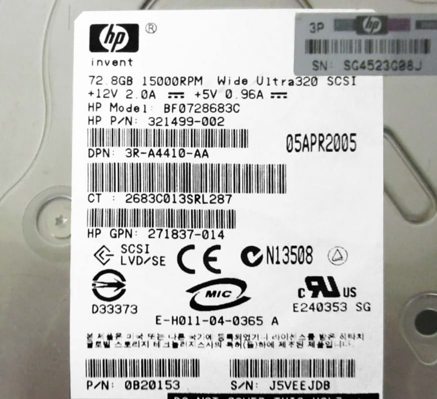 Жесткий диск HP 321499-002 72,8Gb  U320SCSI 3.5" HDD