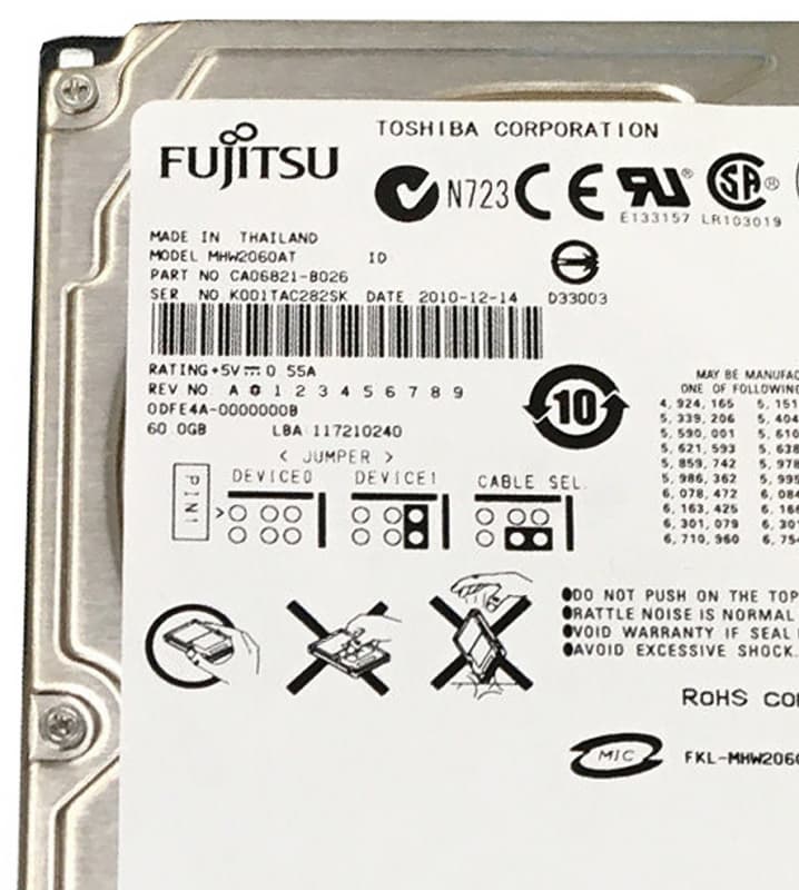 Жесткий диск Fujitsu MHW2060AT 60GB 4200 IDE 2.5 HDD