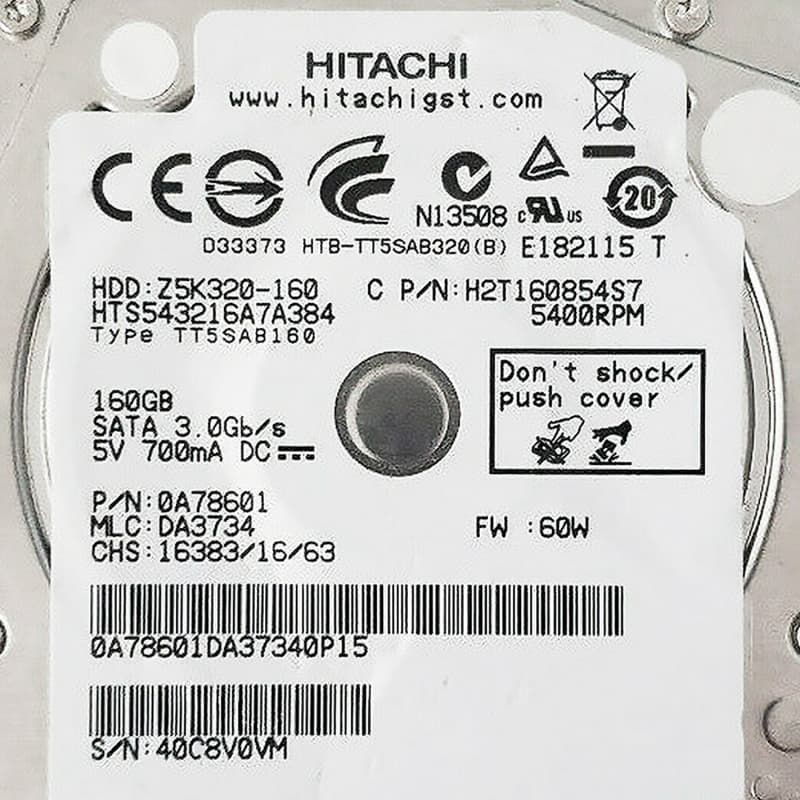 Жесткий диск Hitachi HTS543216A7A384 160Gb 5400 SATAII 2,5" HDD