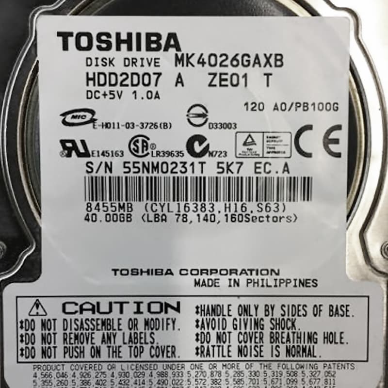Жесткий диск Toshiba HDD2D07 40Gb 5400 IDE 2,5" HDD