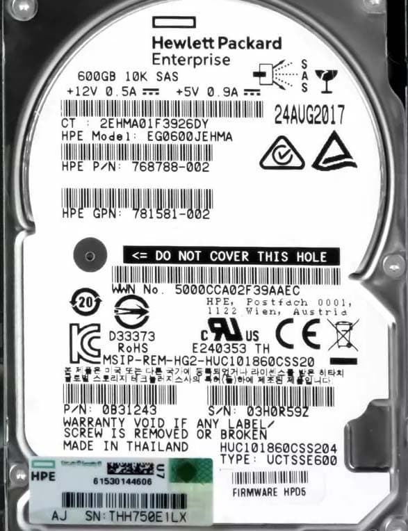 Жесткий диск HP 0B31243 600Gb 10520 SAS 2,5" HDD