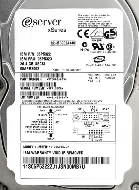 Жесткий диск IBM 06P5322 36,4Gb 10000 U320SCSI 3.5" HDD