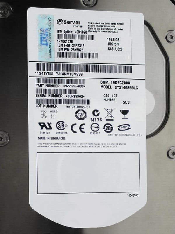 Жесткий диск IBM 39R7318 146,8Gb 15000 U320SCSI 3.5" HDD
