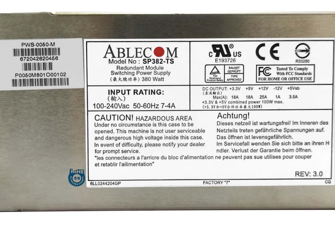 Резервный Блок Питания SuperMicro SP382-TS 380W