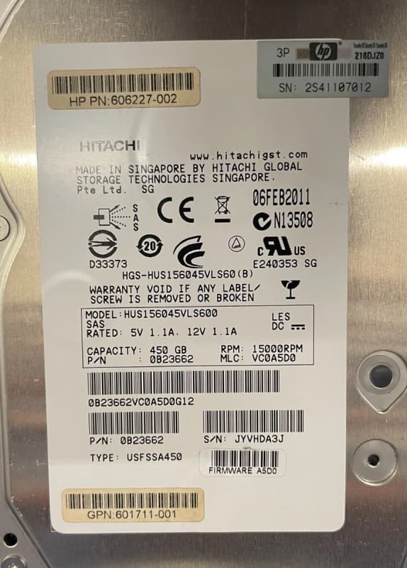 Жесткий диск HP MSA 601711-001 450Gb  SAS 3,5" HDD