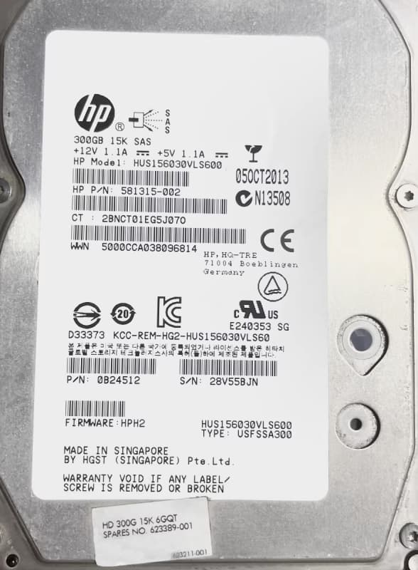 Жесткий диск HP 623389-001 300Gb  SAS 3,5" HDD
