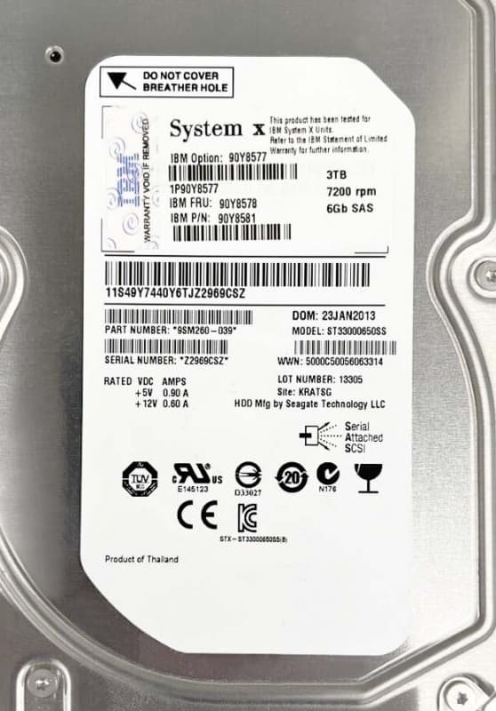 Жесткий диск IBM 90Y8578 3Tb SAS 3,5" HDD