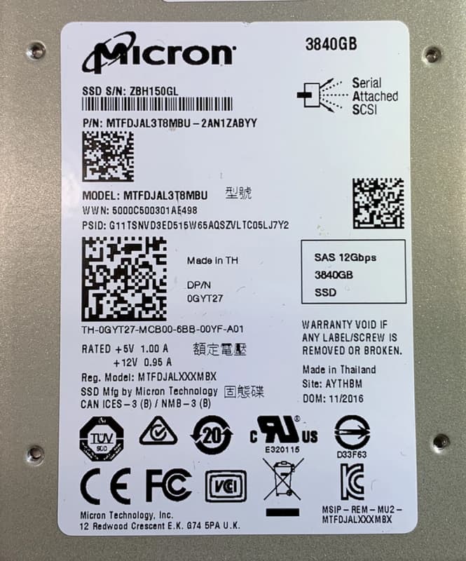 Жесткий диск Dell 0GYT27 3.84TB SAS 2,5" SSD