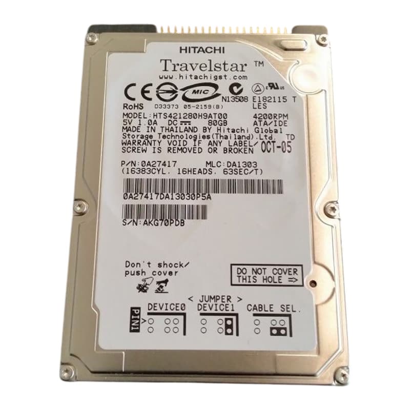 Жесткий диск Hitachi HTS421280H9AT00 80Gb 4200 IDE 2,5" HDD