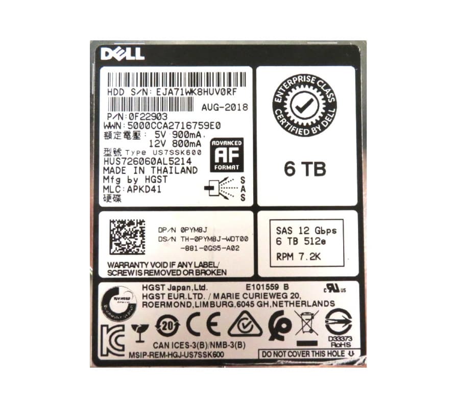 Жесткий Диск Dell 0F22903 6Tb SAS 3.5" HDD