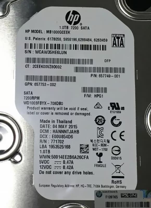 Жесткий диск HP MB1000GCEEK 1Tb  SATAIII 3,5" HDD