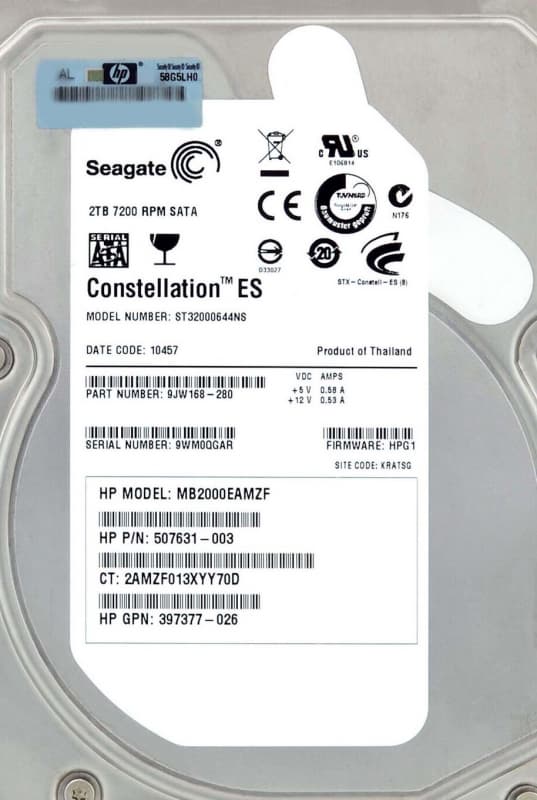 Жесткий диск HP 507631-003 2Tb 7200 SATAII 3.5" HDD