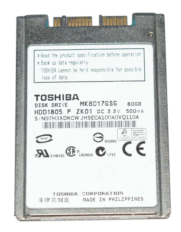 Жесткий диск Toshiba MK8017GSG 80Gb 5400 SATA 1,8" HDD