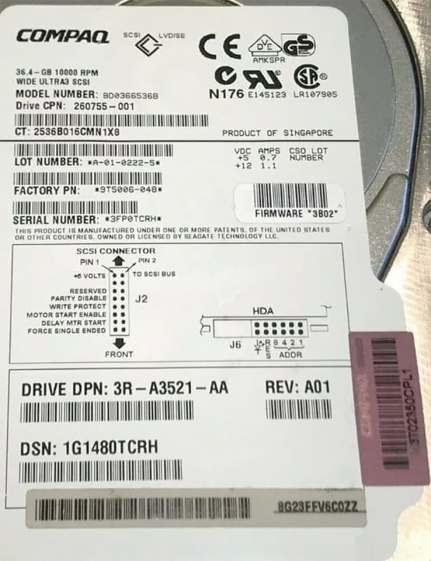 Жесткий диск HP 3R-A3521-AA 36.4Gb U160SCSI 3.5" HDD