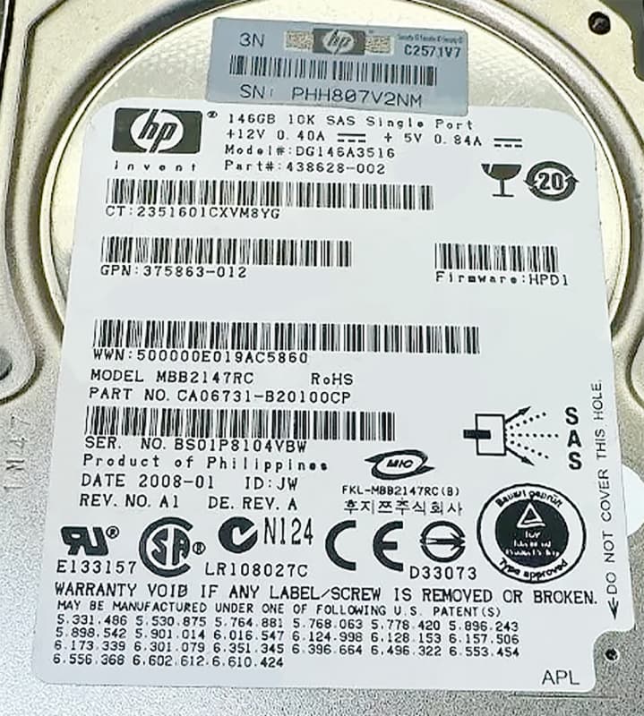 Жесткий диск HP 438628-002 146Gb 10000 SAS 2,5" HDD