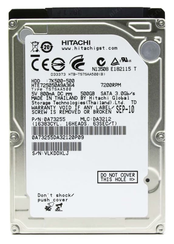 Жесткий Диск Hitachi 0A73255 500Gb 7200 SATAII 2,5" HDD