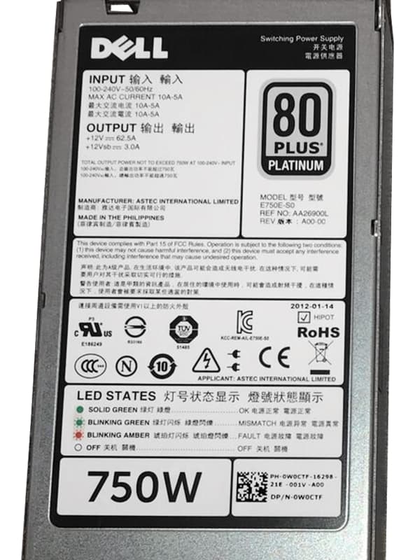 Резервный Блок Питания Dell W0CTF 750W