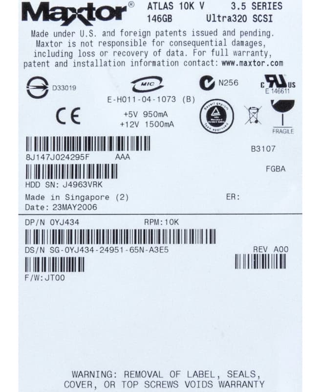 Жесткий диск Dell YJ434 146,8Gb  U320SCSI 3.5" HDD