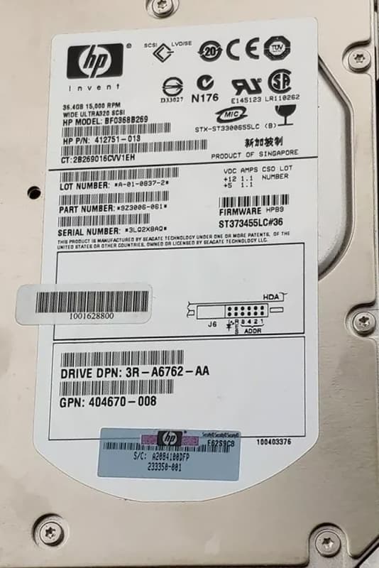 Жесткий диск HP 3R-A6762-AA 36,4Gb  U320SCSI 3.5" HDD