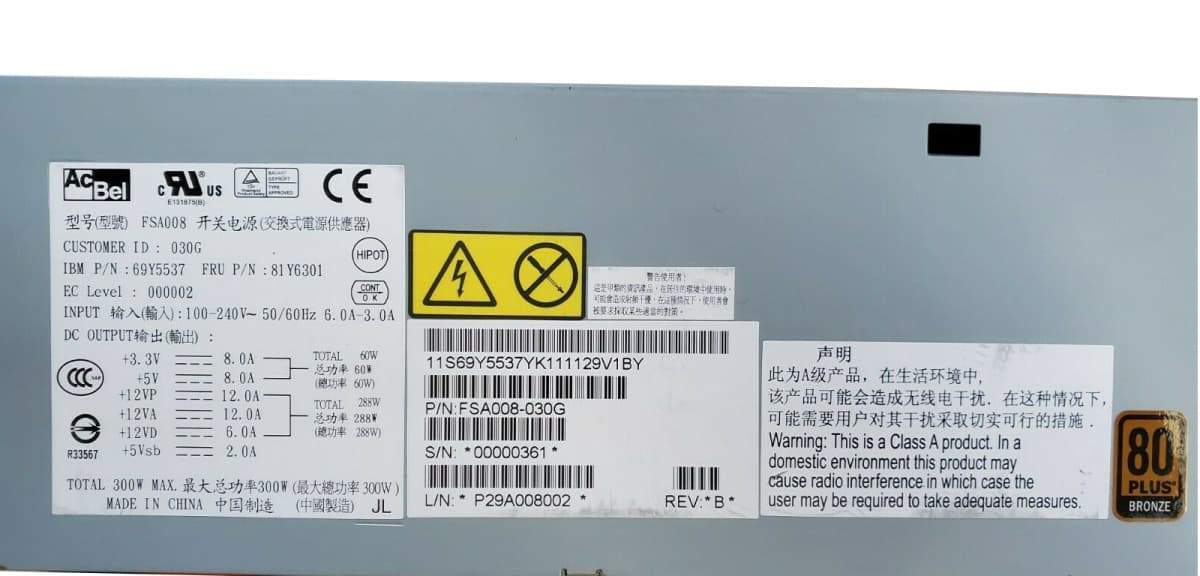 Блок Питания IBM 81Y6301 300W