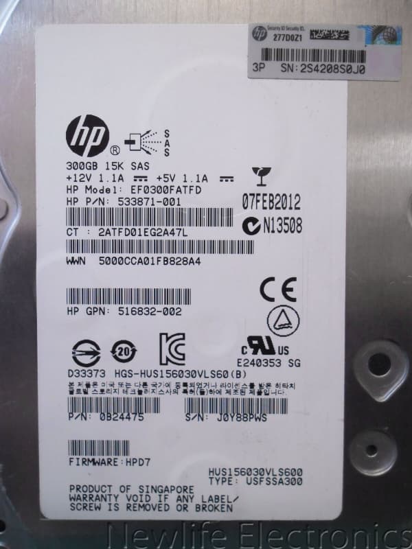 Жесткий диск HP 533871-001 300Gb 15000 SAS 3,5" HDD