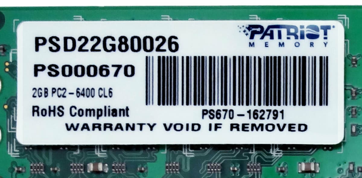 Оперативная память Patriot PS000670 DDRII 2GB