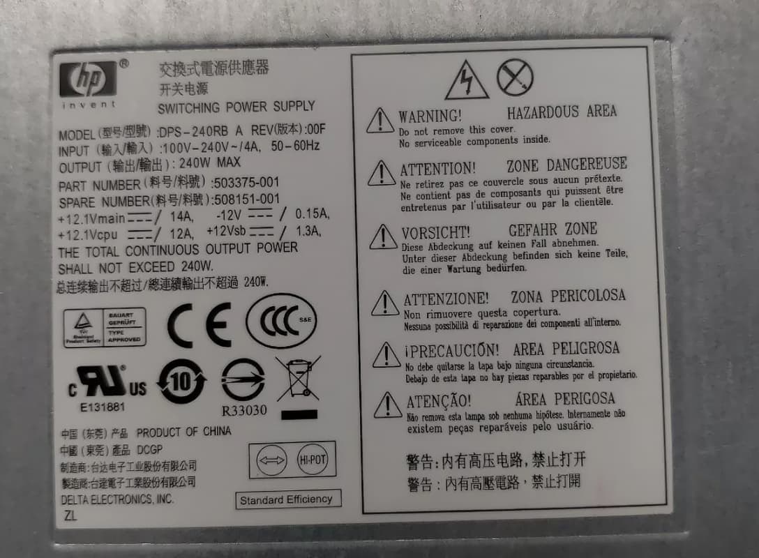 Блок Питания HP DPS-240RB A 240W